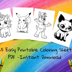 25 Printable Coloring Pages for kids, Popular Kids Characters, Coloring Pages for Boys, Coloring Pages for Girls, Coloring Pages for Kids