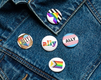 Conjunto de botones de pin LGBTQ Ally