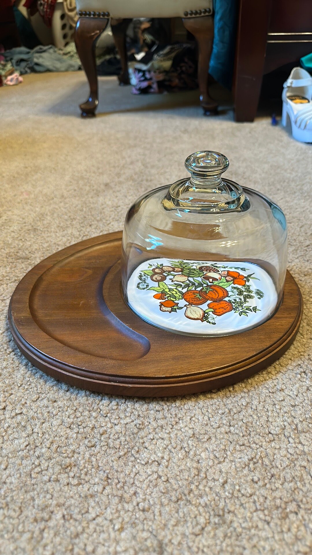 Vintage Wooden Cheese Board Set With A Ceramic Tile Inlay And A Matching Cheese Knife 4127682