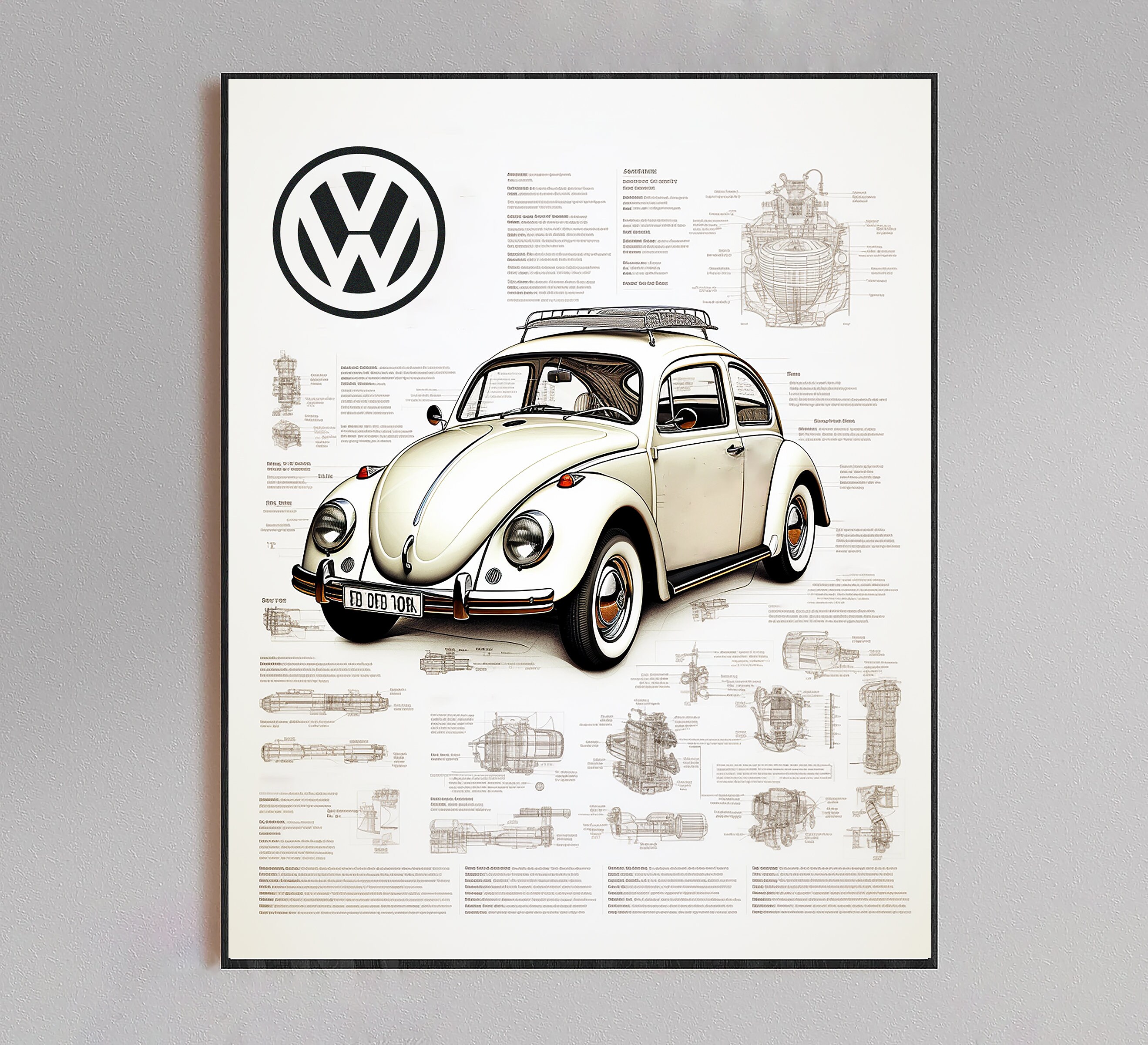 Volkswagen Beetle Poster Volkswagen Beetle Wall Art Etsy