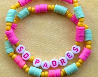 READY TO SHIP | San Diego Padres City Connect Colorway Friendship Beaded Mixed Bracelet | Baseball mlb 619 pads Tatis jr machado Merrill