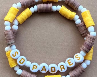 READY TO SHIP | San Diego Padres Classic Yellow Brown Colorway Friendship Mixed Bracelet | Baseball mlb 619 pads Tatis machado Merrill