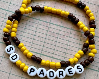 READY TO SHIP | San Diego Padres Classic Colorway Friendship Beaded Bracelet | Baseball mlb musgrove Tatis jr machado arraez Merrill