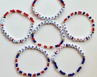 READY TO SHIP | Beyonce Cowboy Carter Album Friendship Beaded Bracelets set of 6 | blackbiird Texas hold em 16 carriages bey hands heaven