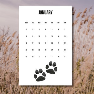 Desk Calendar 2024 Printable Paws Calendar Instant Download - Etsy
