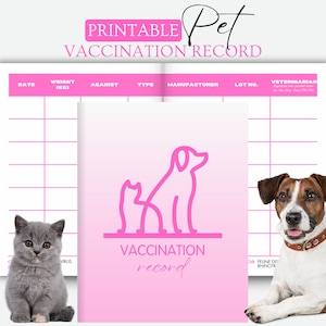 Gezondheidsdossier huisdieren, logboek huisdiervaccinatie, gezondheidstracker honden, kattengezondheidstracker, logboek puppyschot, logboek kat, opnamen katten, afdrukbare dieren huisdier, afdrukbare dieren huisdieren