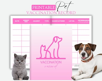Pet Health Record, Pet Vaccination Record, Canine Health Tracker, Feline Health Tracker, Puppy Shot Record, Cat Shot Record, Pet Printables