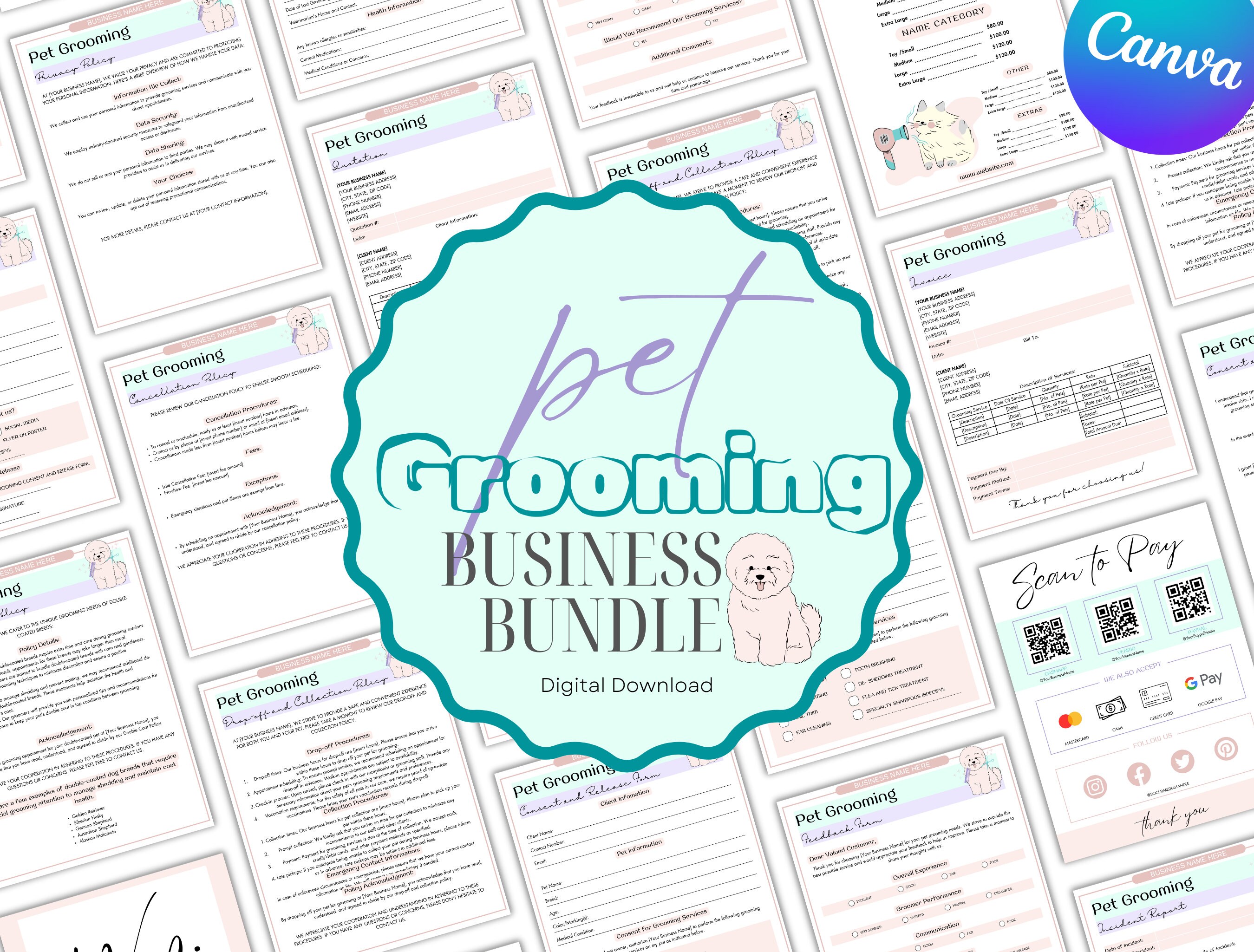 Picture of Pet Grooming Business Bundle, Dog Grooming Forms, Pet Grooming Business ...