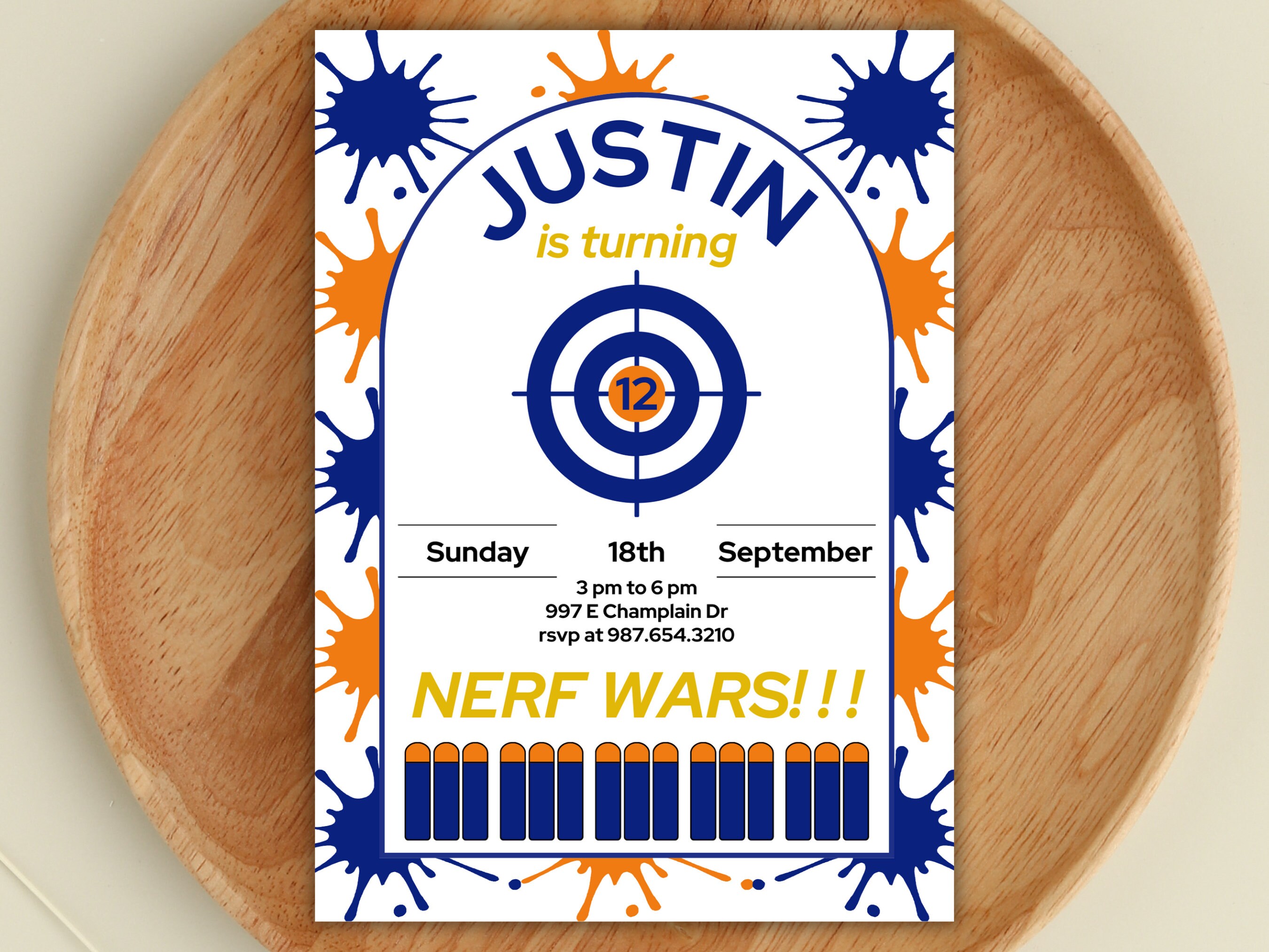 Nerf Birthday Invitation, Nerf War, Dart Gun Battle Editable Birthday ...