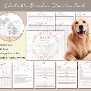 Editable Breeder Starter Pack, Breeder Records, Breeder Puppy Pack, Breeder Bundle, Pet Health Record, Dog Breeder Forms, Dog Vaccination