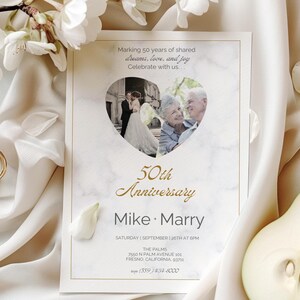 50th Anniversary Invitation Template, Anniversary Party Invitation, Golden Anniversary Invitation, Elegant Wedding Anniversary Invitation