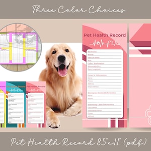 Pet Health Record, Shots Log, Vaccination Record, Canine Health Tracker, Dog Breeder Form, Puppy Form Digital Download, Printable