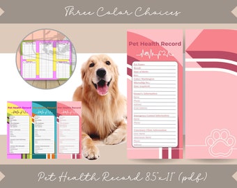Pet Health Record, Shots Log, Vaccination Record, Canine Health Tracker, Dog Breeder Form, Puppy Form Digital Download, Printable