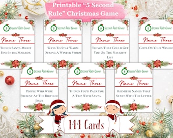 Christmas 5 Second Game, Christmas Game, Printable Christmas Game, Christmas Party Game, Instant Download