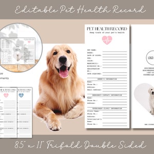 Bewerkbaar vaccinatierecord puppy, gezondheidsdossier huisdier, vaccinatiedossier dierenarts, gezondheidstracker honden, formulier fokker hondenfokker, digitale download