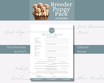 Ultimate Breeder Puppy Pack, Dog Breeder Forms, Pet Health Record, Puppy Sale contract, Editable On Canva Free Account,