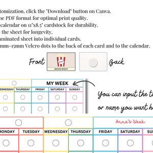 Weekly Visual Calendar, Editable Visual Calendar, Visual Schedule for ...