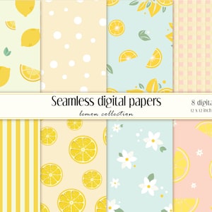 Set di carta digitale limone / sfondo limone / carta scrapbook limone / motivo senza cuciture / download istantaneo