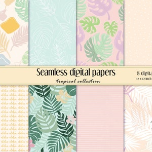 Tropical Digital Paper Sets | Tropical leaves Background | Exotic leaves Scrapbook Paper | Seamless Pattern | Instant Download