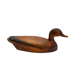 signed unpainted duck decoy