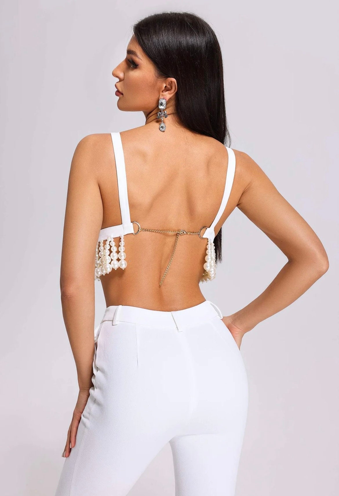 Pearl Top, Bra for Women, Bead Top,rhinestone Top, Bustier
