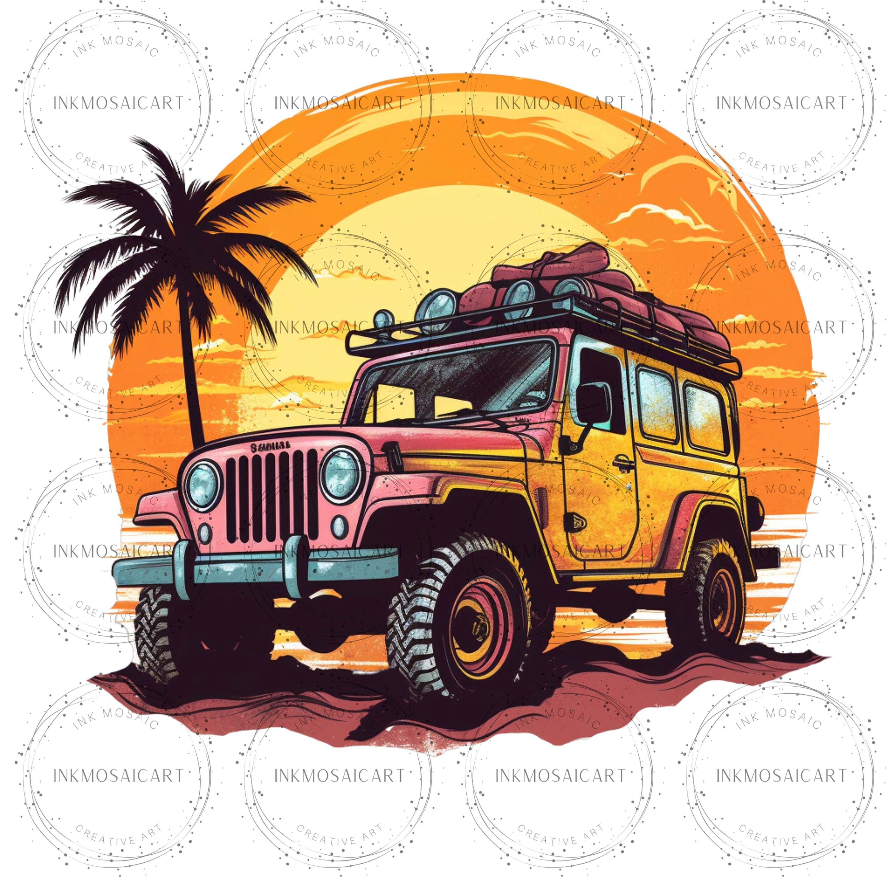 Vintage Jeep Tropical Island Beach Summer Digital Download PNG, SVG Etsy
