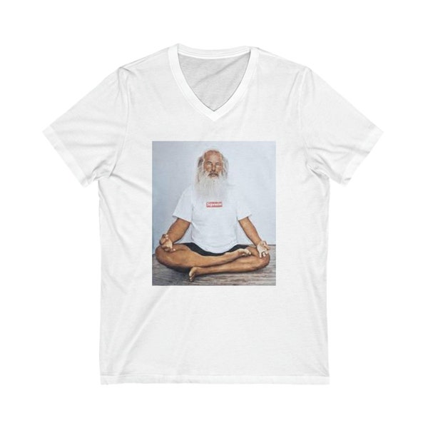 Rick Rubin yoga fan shirt ..Unisex Jersey Short Sleeve V-Neck Tee