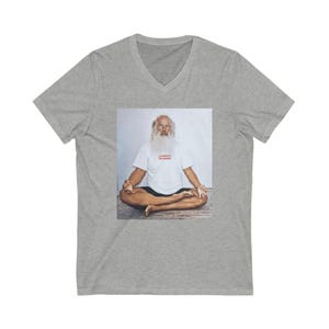 Rick Rubin yoga fan shirt ..Unisex Jersey Short Sleeve V-Neck Tee
