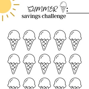 Summer savings tracker Ice cream  | A6 savings challenge |  money saving tracker| Printable money saving tracker | money games printable
