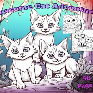 Cat Coloring Book 58 Pages Fun Coloring Pages for Kids Instant Download Coloring Book for Children Pages of Fun Coloring Printable