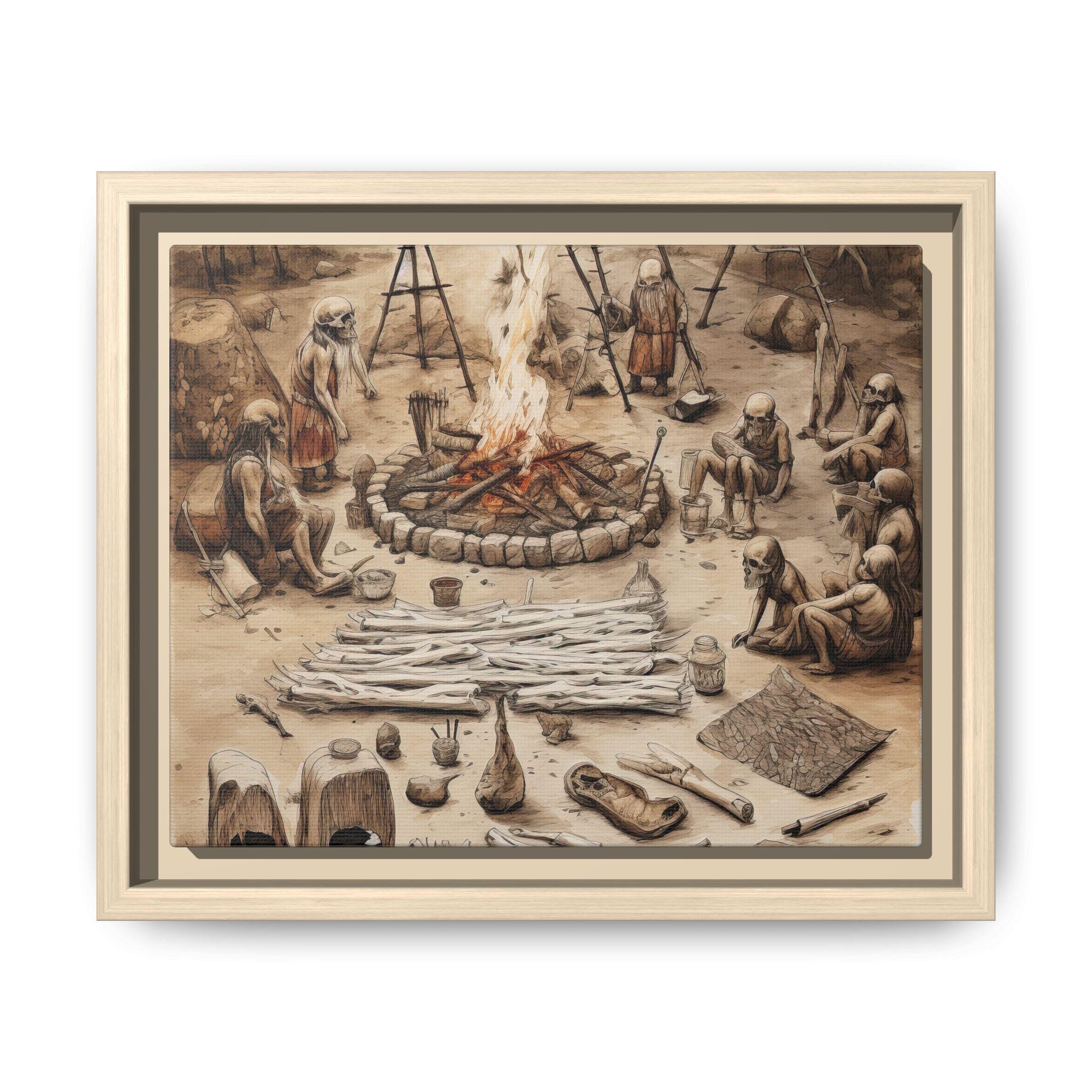 Prehistoric Fire Circle Ritual, Early Human Life & Survival Art Print ...