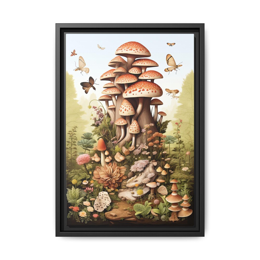 Mushroom Forest Art Print | Whimsical Fairycore Botanical Woodland ...