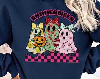 Summerween Ghost Trio PNG: Fruit Halloween Clipart (Digital Download
