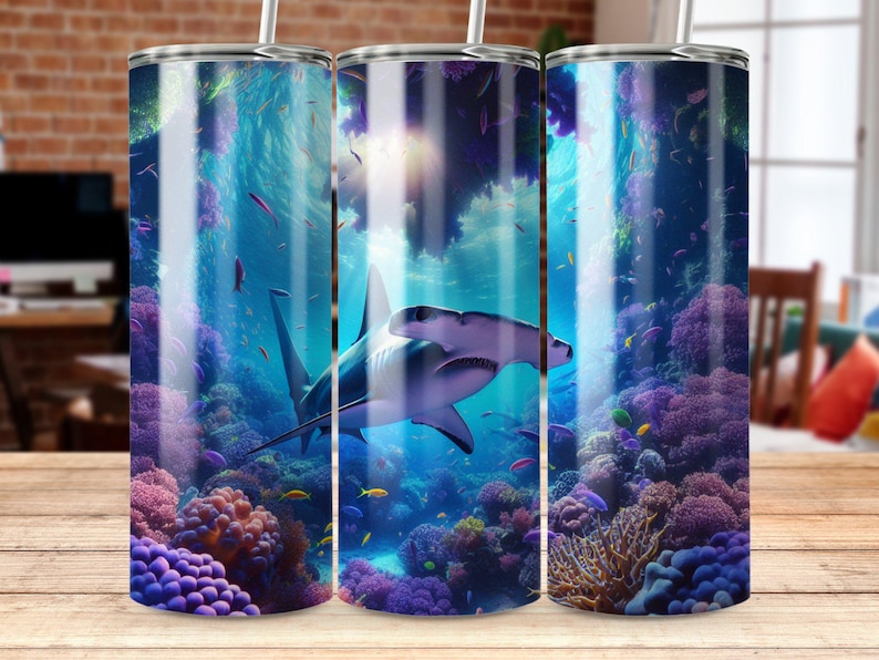 Hammerhead Shark Tumbler Wrap: Ocean Life Sublimation Design (PNG ...