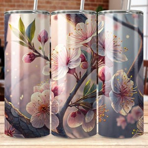 Cherry Blossom Tumbler Wrap: Spring Floral PNG (Digital Download)