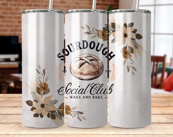 Sourdough Social Club Tumbler Wrap: disegno floreale rustico di grano (PNG)