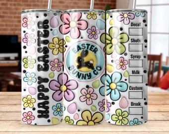 Easter Bunny Tumbler Wrap PNG: Floral Drink Tracker (Digital Download)