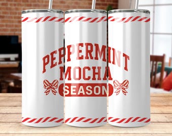 Pepparmynta Mocha Säsong Tumbler Wrap PNG, Julhelgdryck (Digital Nedladdning)