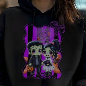 Frankie & Bride Halloween Couple PNG | Cute Spooky Love Digital Download | Orange and Purple Versions | Sublimation for Shirts and More!