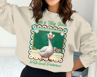 Silly Goose Teacher png: grappig terug naar school-ontwerp (digitale download)