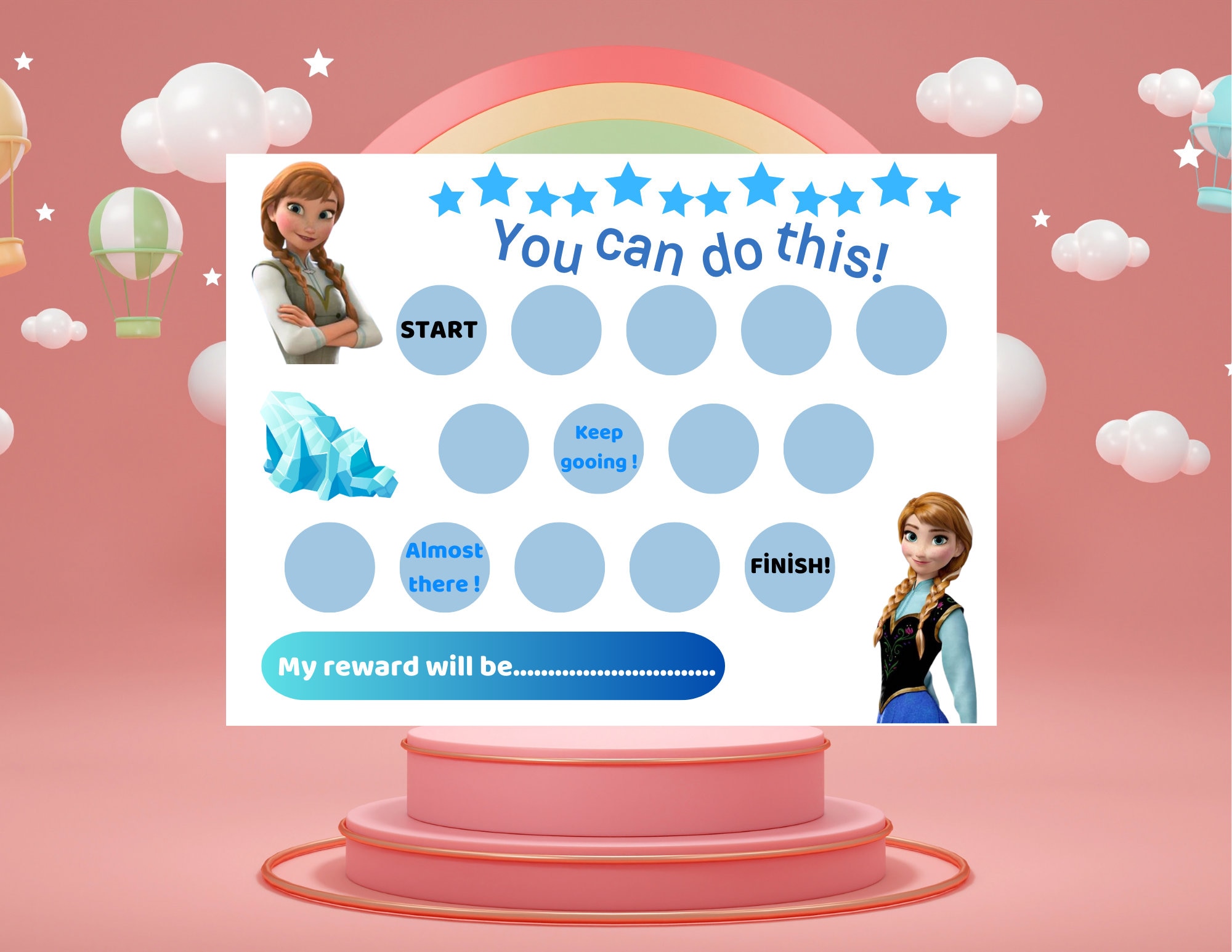 Printable Frozen Reward Chart, Girls Sticker Chart, Instant Download ...