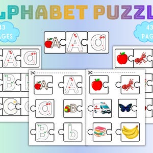 Alphabet Matching Puzzle,Boosts letter recognition and fine motor skills,Letter Recognition Activity,Learn the Alphabet Printable,DOWNLOAD