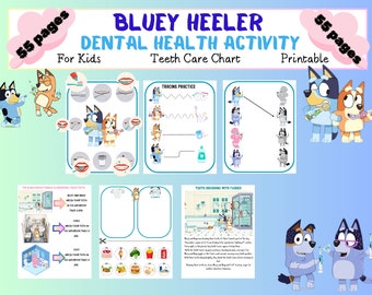 Santé dentaire Bluey Heeler, Hygiène bucco-dentaire, Dents, Pages d'activités Bluey Heeler, Activité à imprimer sur la santé dentaire pour les enfants, Programme d'études à domicile