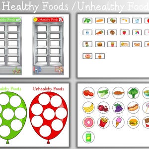 Healthy or Unhealthy Food Sorting Game,Healthy vs Unhealthy Food Activity,Food Matching Game,Preschool Worksheets,Kindergarten Worksheets