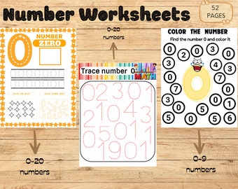 Number Worksheets - Printable - Kindergarten - Numbers to 20 - Math - Counting - Instant Download - Prek - Homeschool - Teacher Resources