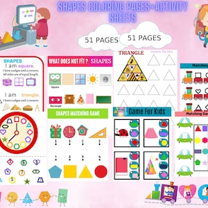 Geometric shapes,Shape recognition,Learning geometry,Shape workbook ,Shape sorting,Geometric patterns,Shape identification,Shape coloring