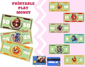 Play Money Printable,Editable Play Money,Pretend Play Money,Play Money for Kids,Play Money for Preschoolers,Play Money Instant Download,Pdf