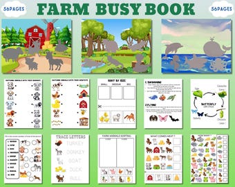 Farm Busy Book,Toddler Farm Activities,Farm Animal Matching,Montessori Farm Printable,Farm Learning Book,Preschool Farm Activities,Busy book