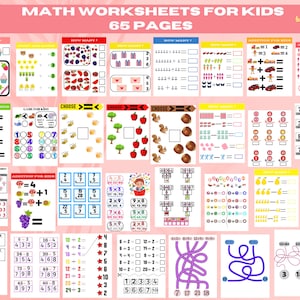 Preschool Math l Printable Math Worksheets l Kindergarten Worksheets l Math Worksheets l Printable instant download l Addition - Subtraction