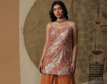 Indian Contemporary Cape set in orange for wedding occasions